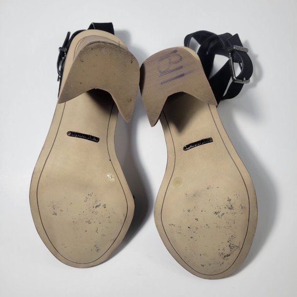 Gianni Bini Marilane Leather Asymmetrical Wooden Block Heels Women's Size 5M - Picture 7 of 11